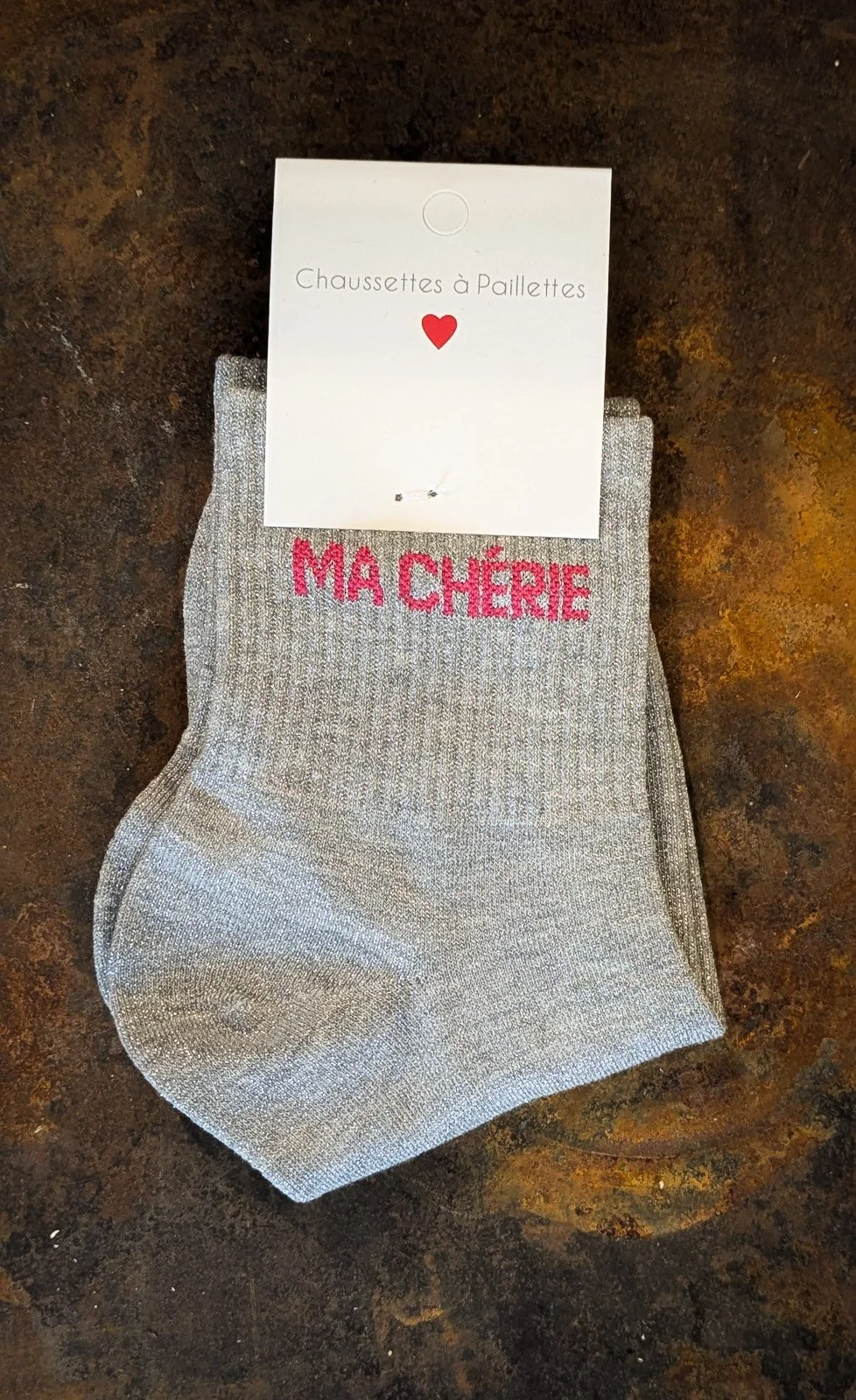 Chaussettes à paillettes à message