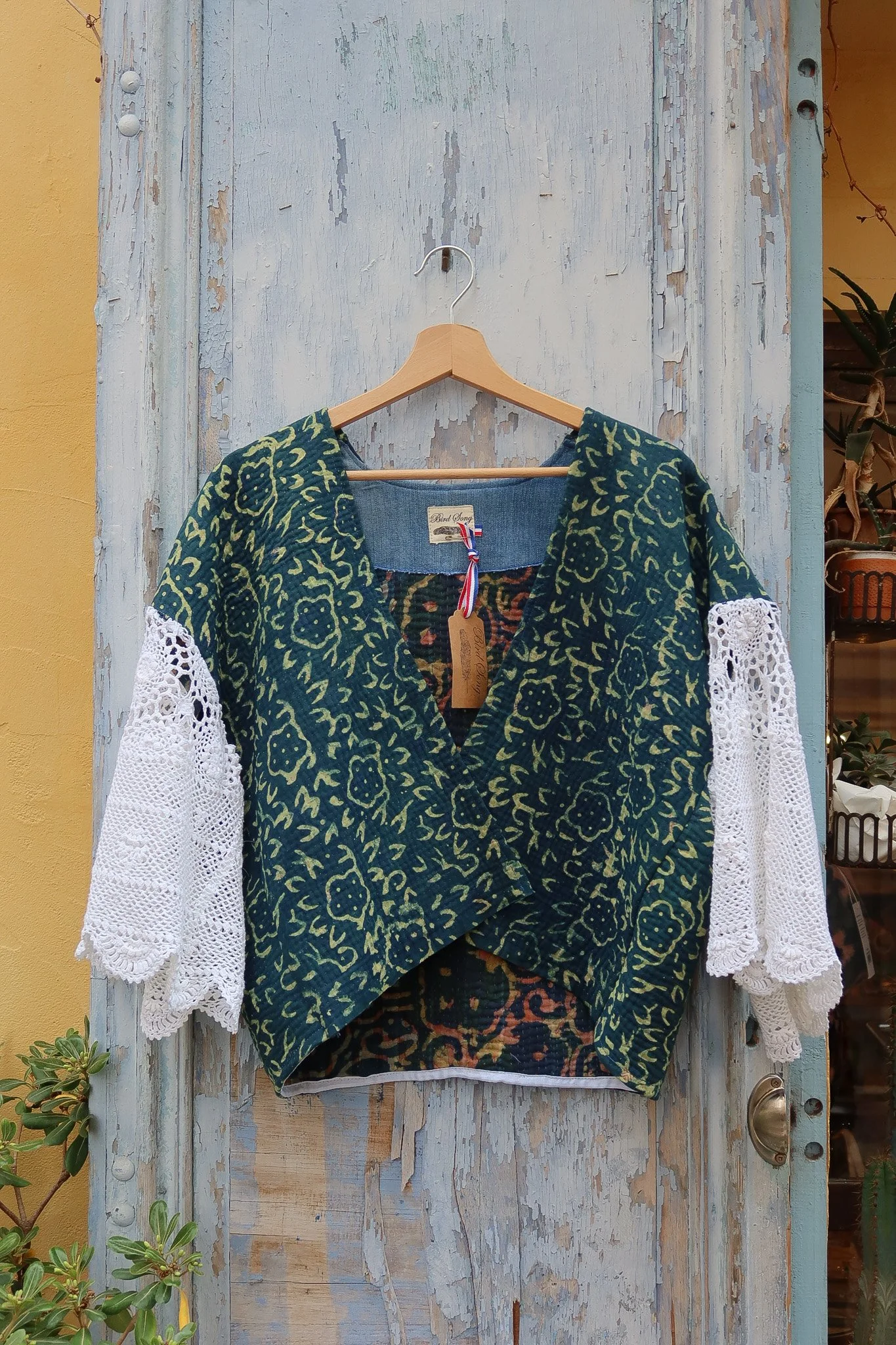 Kimono Kantha & crochet vintage