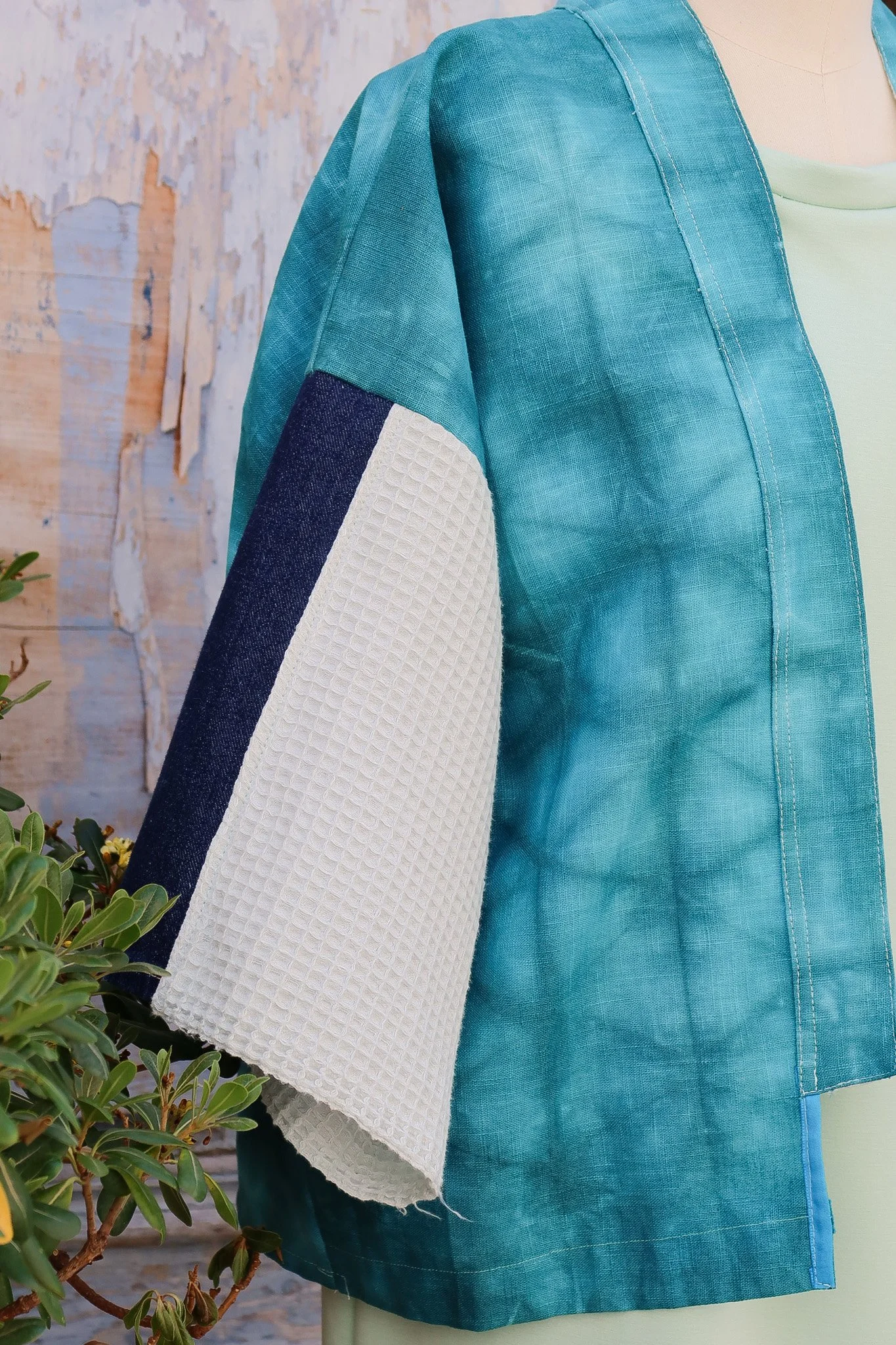 kimono UMA tissu ancien et nid d'abeille denim - Birdsong 2.jpg