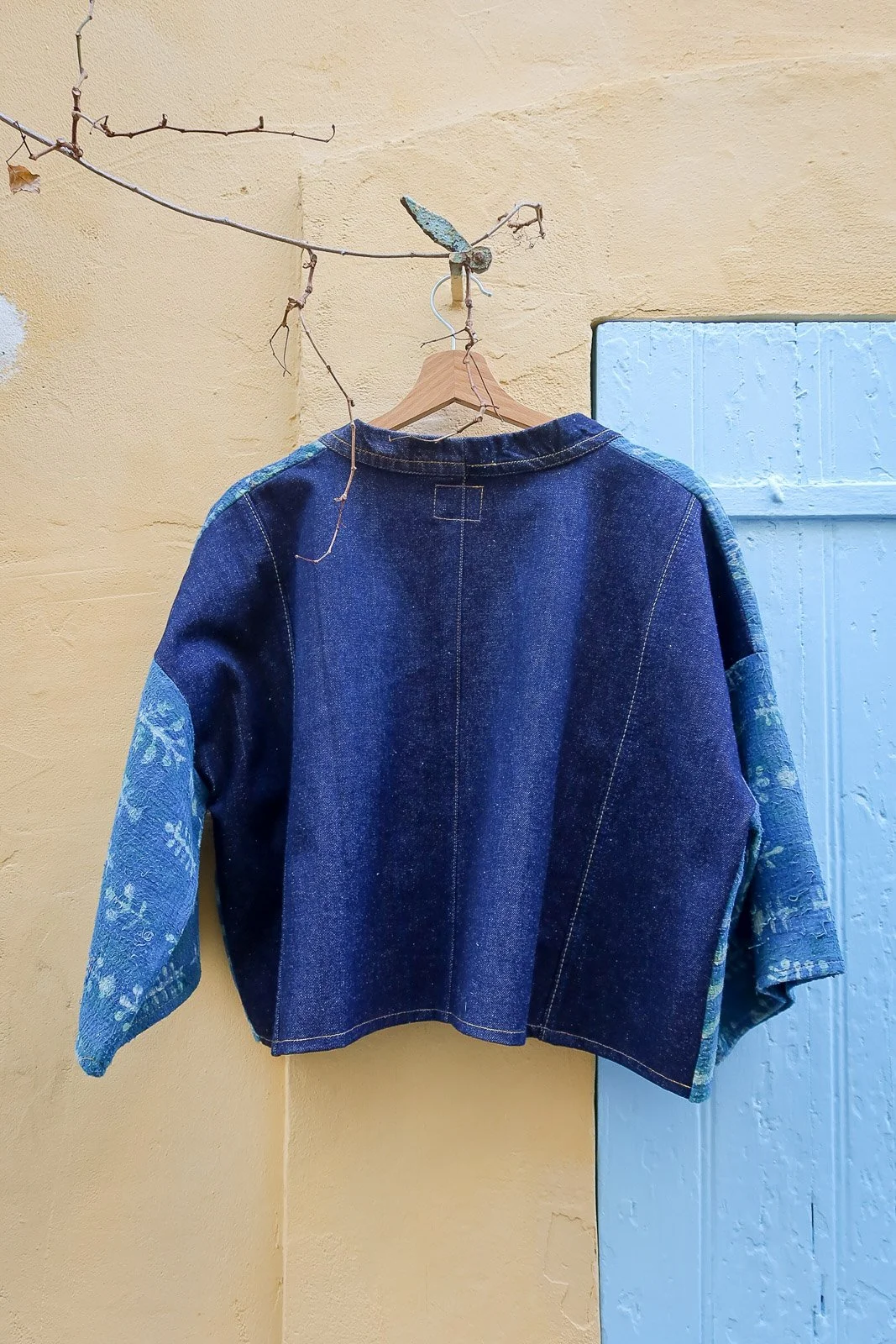 Kimono Kantha tissu ancien indien imprimé main - Bird Song 3.jpg