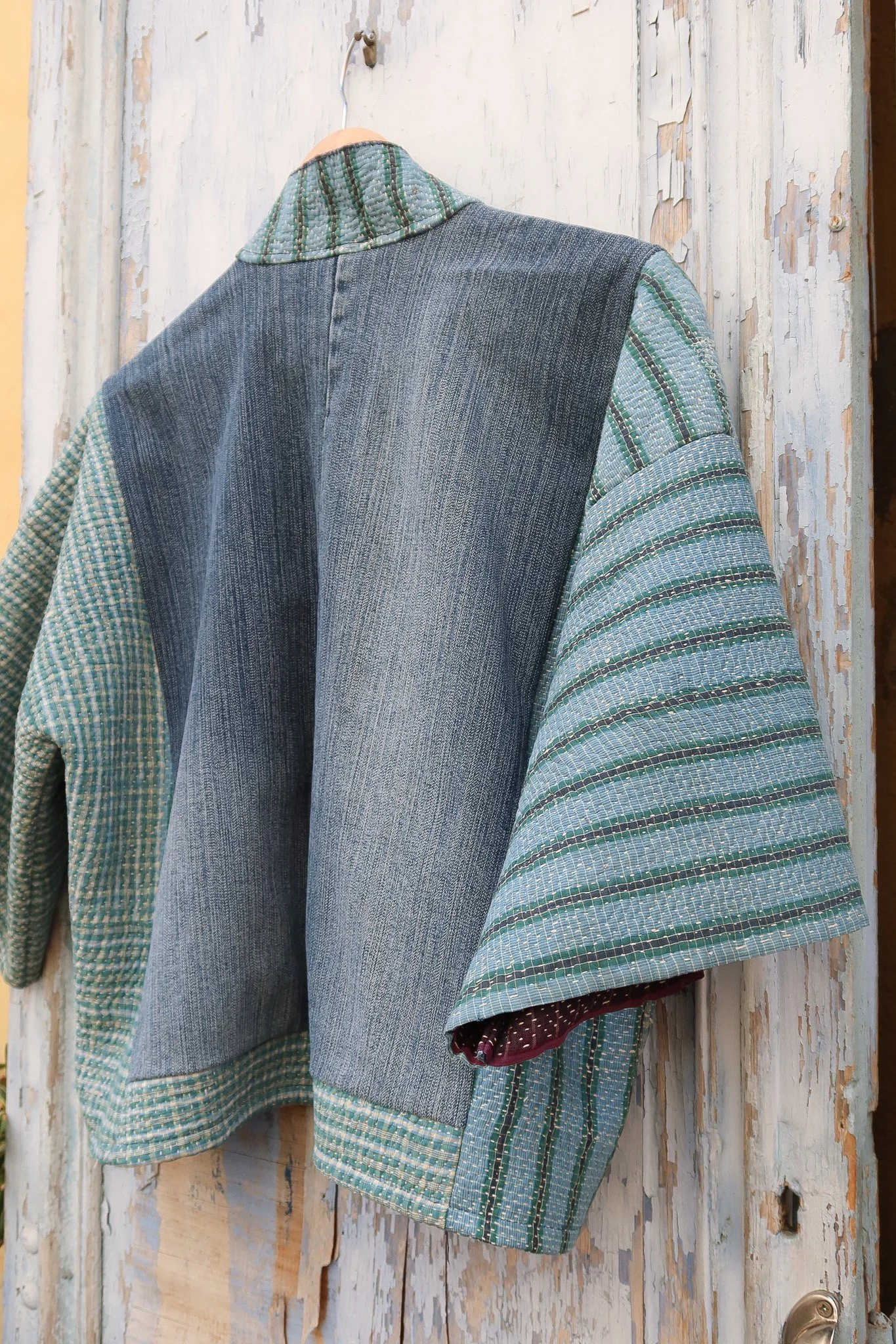 Kimono KANTHA - Tissu indien piqué main - Birdsong 4.jpg