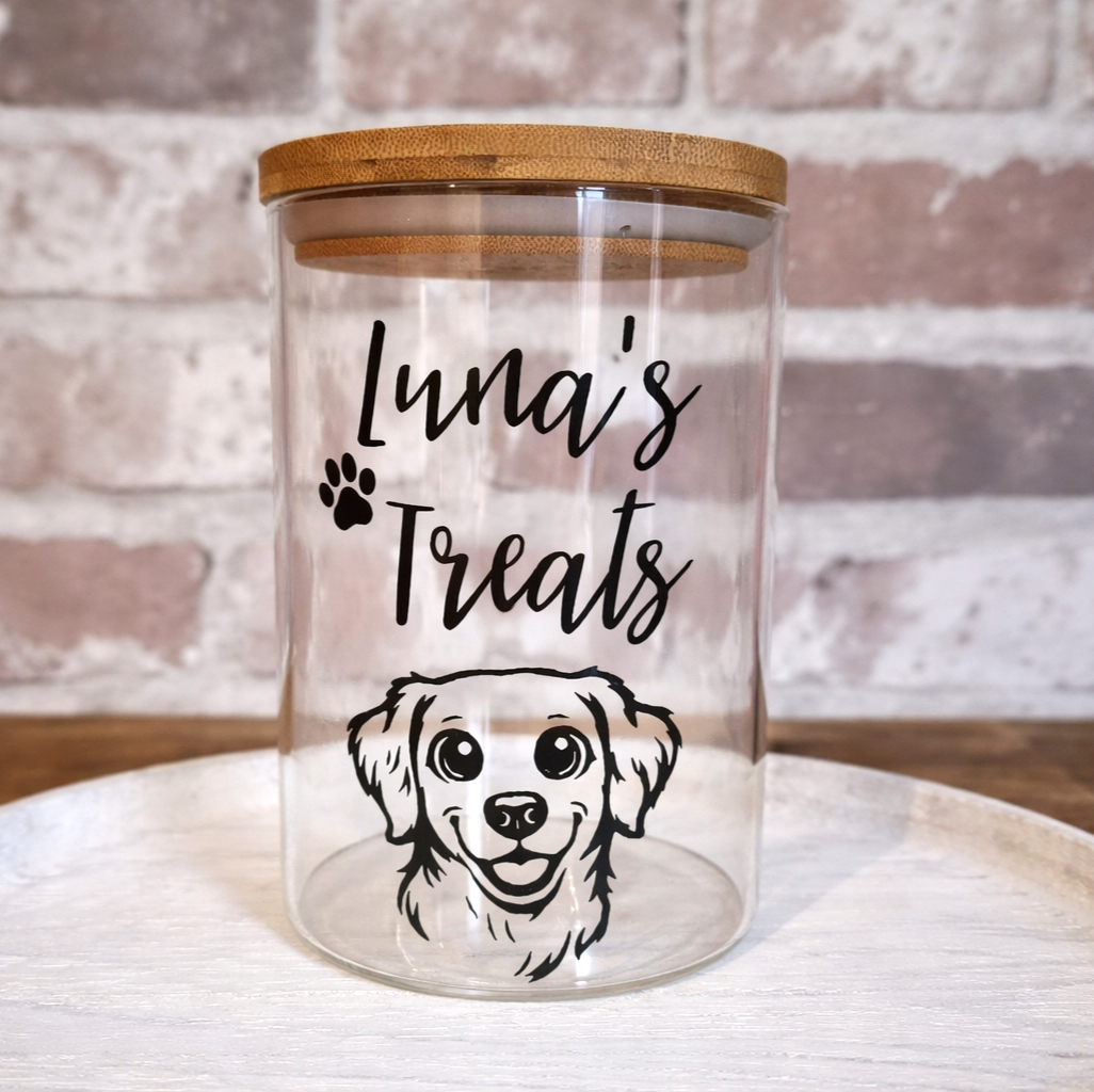 Personalised Treat Jar with Bamboo Lid