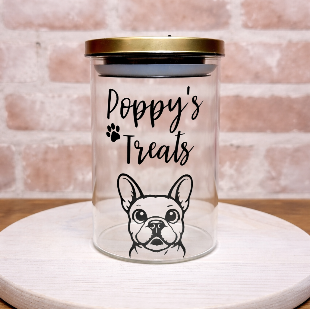 Personalised Treats Jar with Gold Lid