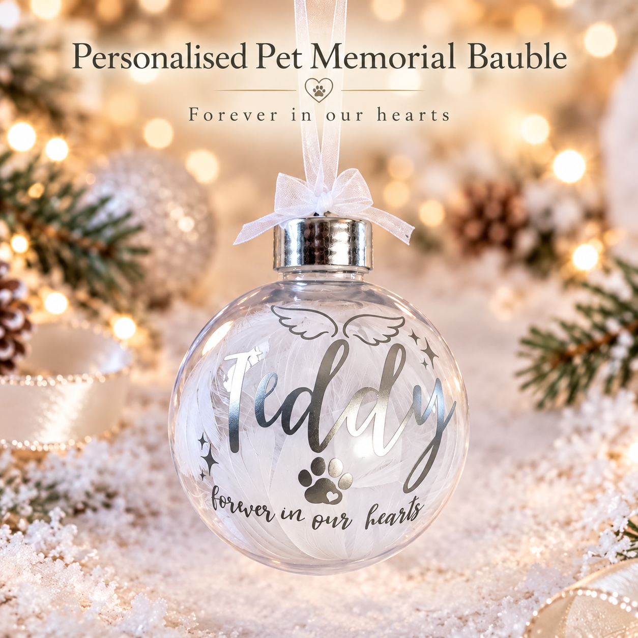 Personalised Pet Memorial Shatter Resistant Christmas Bauble