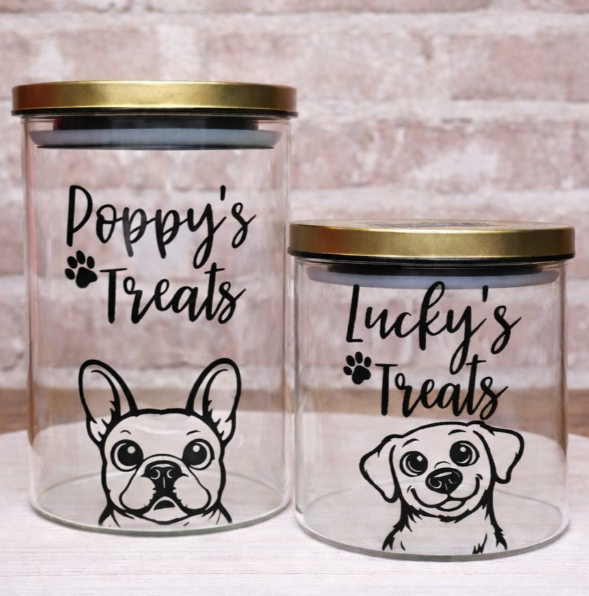 Personalised Treats Jar with Gold Lid