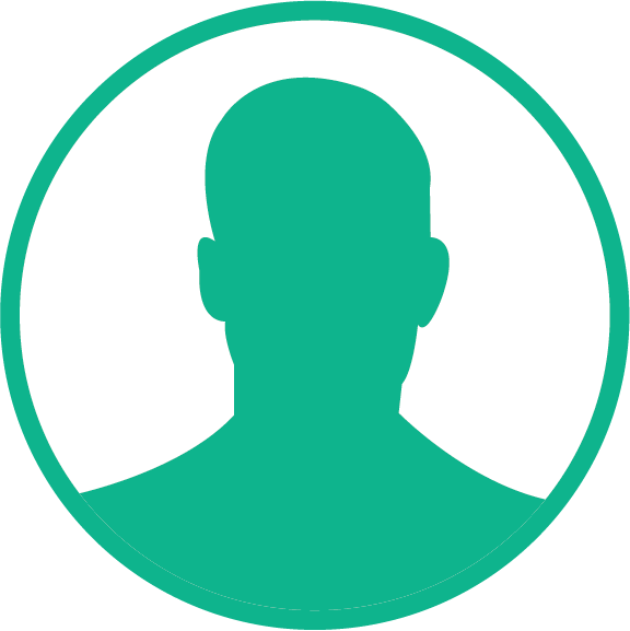 Silhouette of a person in a circular badge
