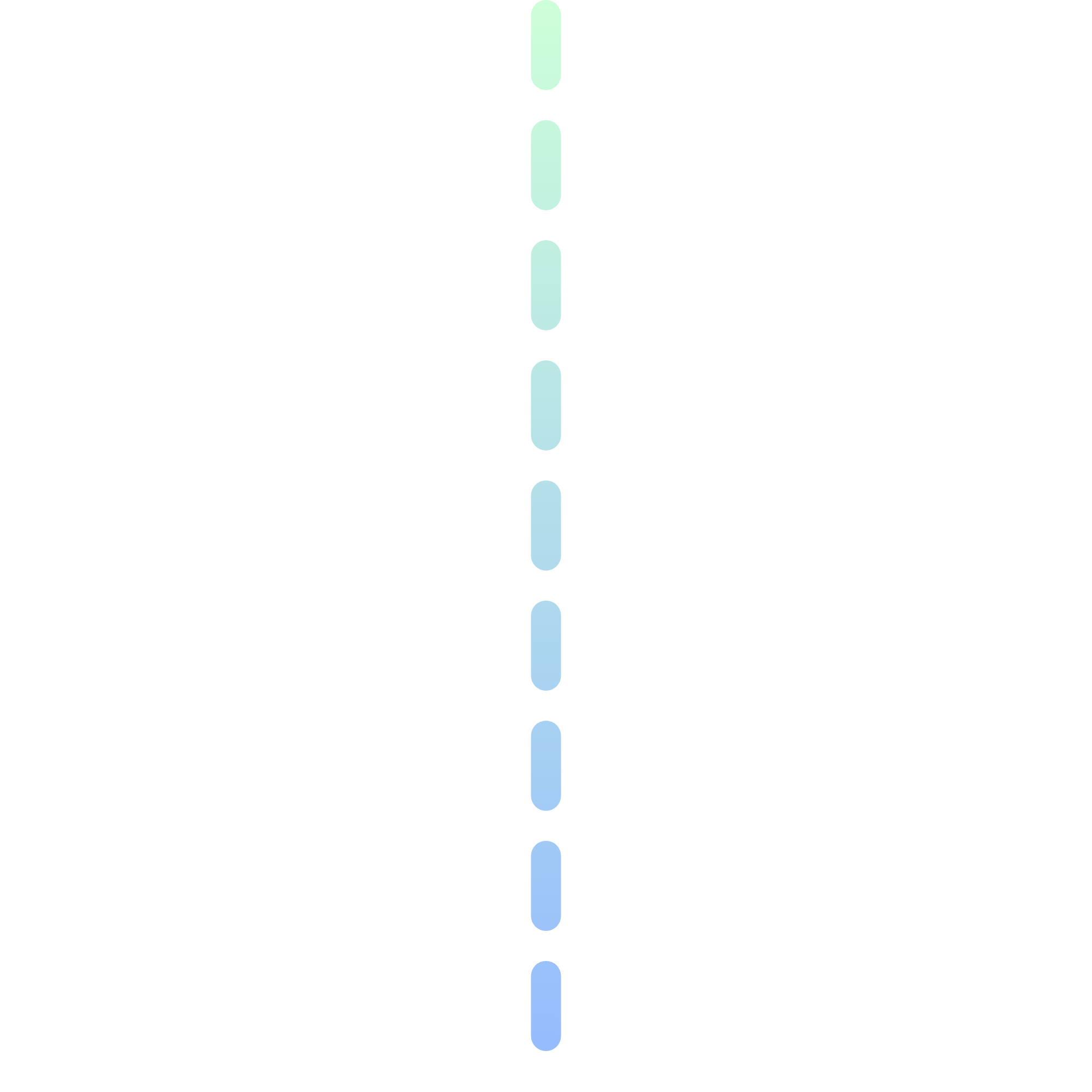A colorful vertical gradient with dashed lines dividing it into sections, ranging from light green at the top to blue at the bottom.