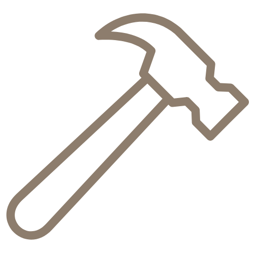 Outline drawing of a hammer.