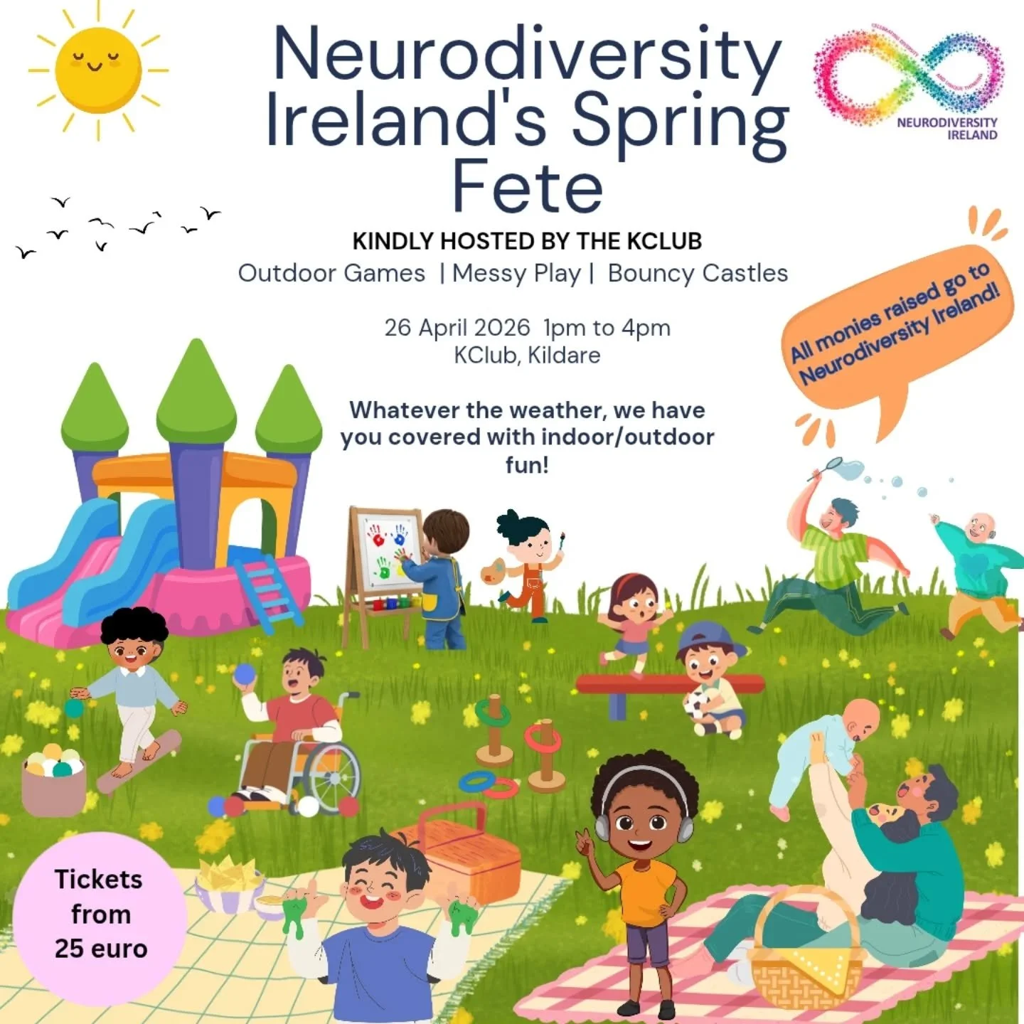 It's almost here! 🌸

Neurodiversity Ireland's Spring Fete Fundraiser is happening on Sunday 26th of April and there are still some tickets left! 

This family-friendly event has been carefully designed to create a vibrant yet relaxed space where eve