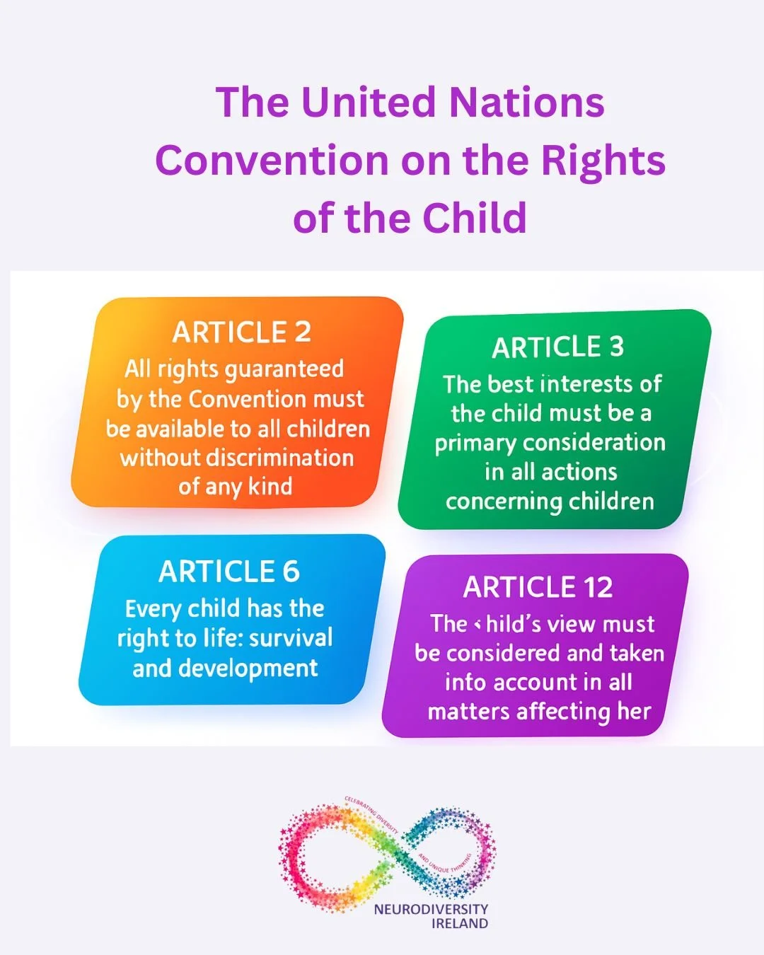 The United Nations Convention on the Rights of the Child (UNCRC) was adopted by the United Nations General Assembly in 1989 and Ireland committed to promote, respect and protect Children&rsquo;s Rights when it ratified the UNCRC in 1992. 

Today, neu