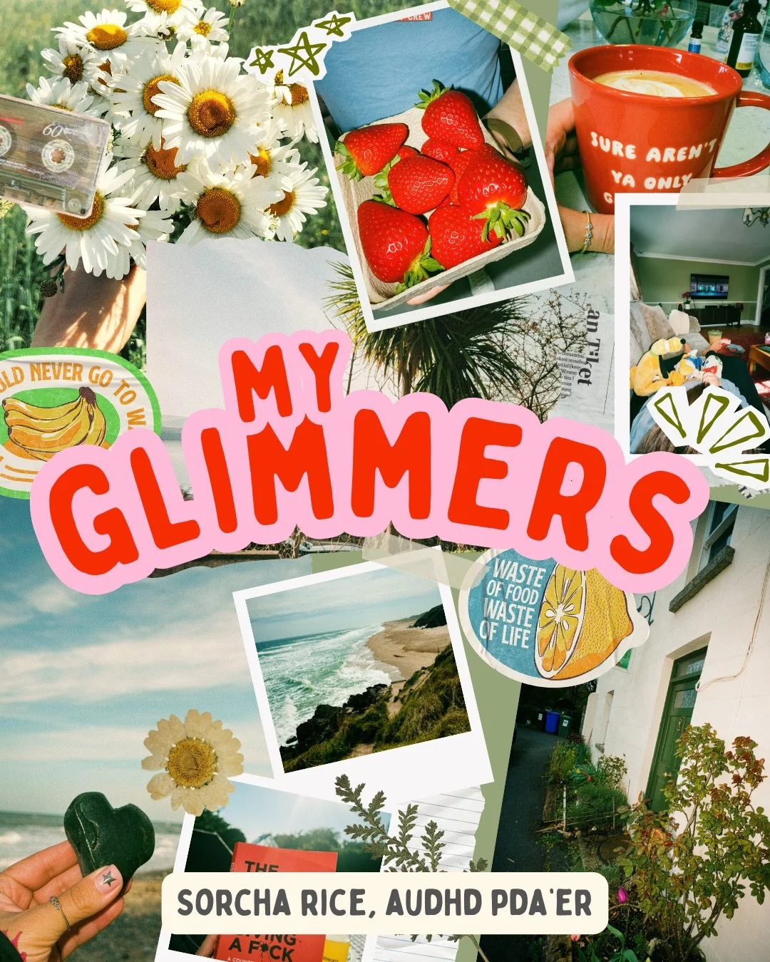 A little collection of my recent glimmers 🌼✨

From time with my nephew, long forest walks, vision boards, beach trips, strawberries, coconut lattes, and celebrating big life moments with people I love. When life feels heavy, these are the moments th
