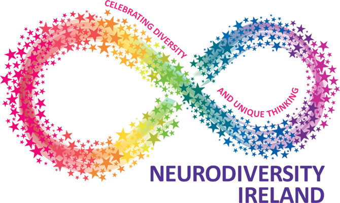 Colorful rainbow-colored infinity symbol made of stars on a pink background.