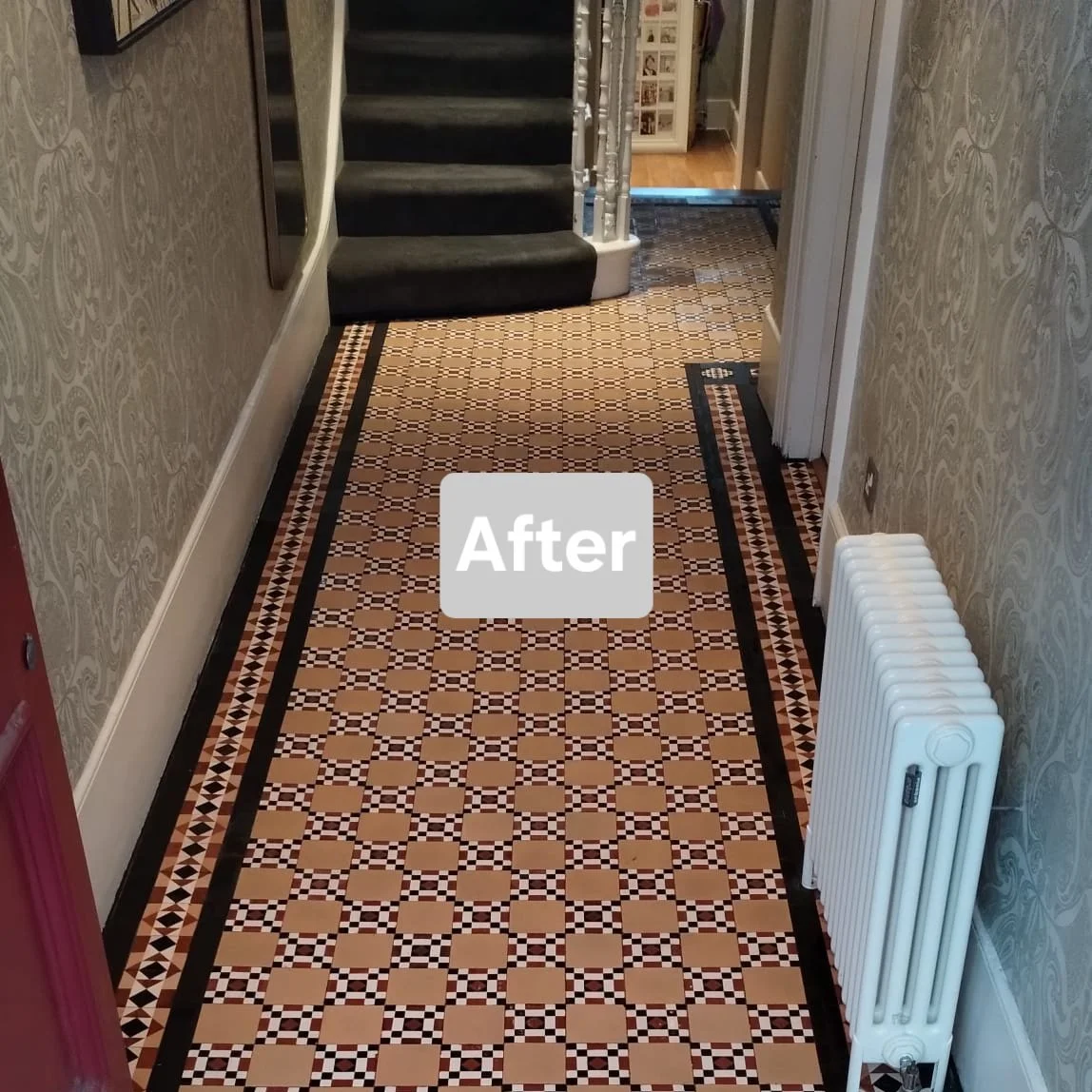 Vintage Poole Pottery tiled hallway restored