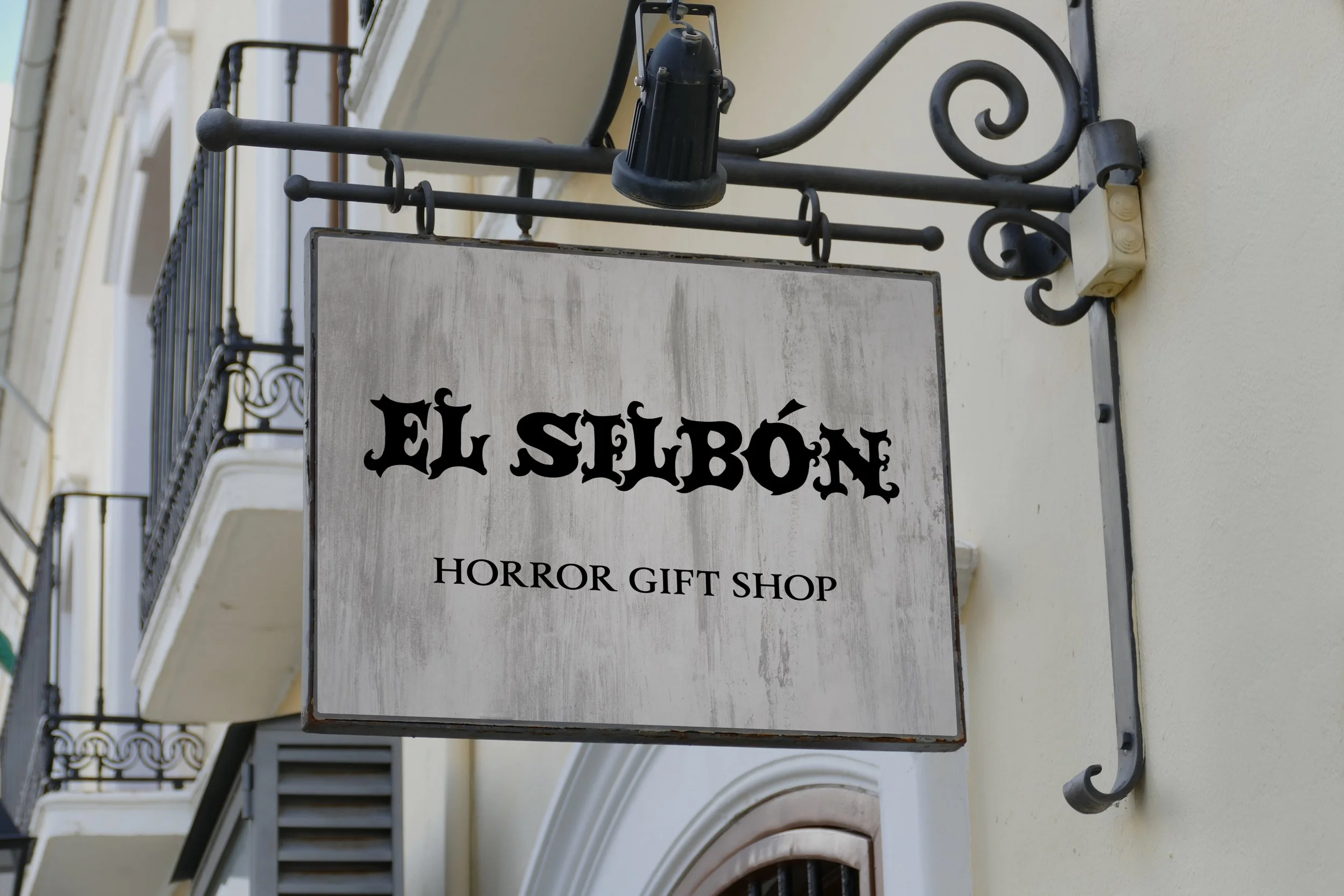 Mockup of a sign with the words "El Silbón" drawn over it.
