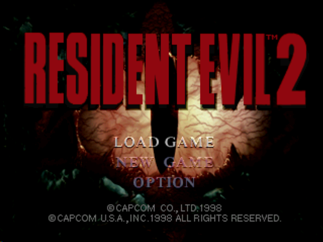 Screenshot of the RE 2 main menu screen