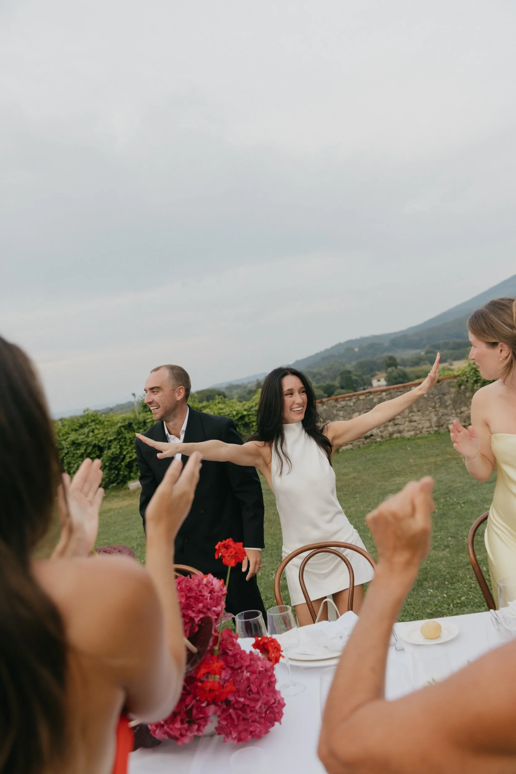 Bride and groom at wedding in Tuscany 