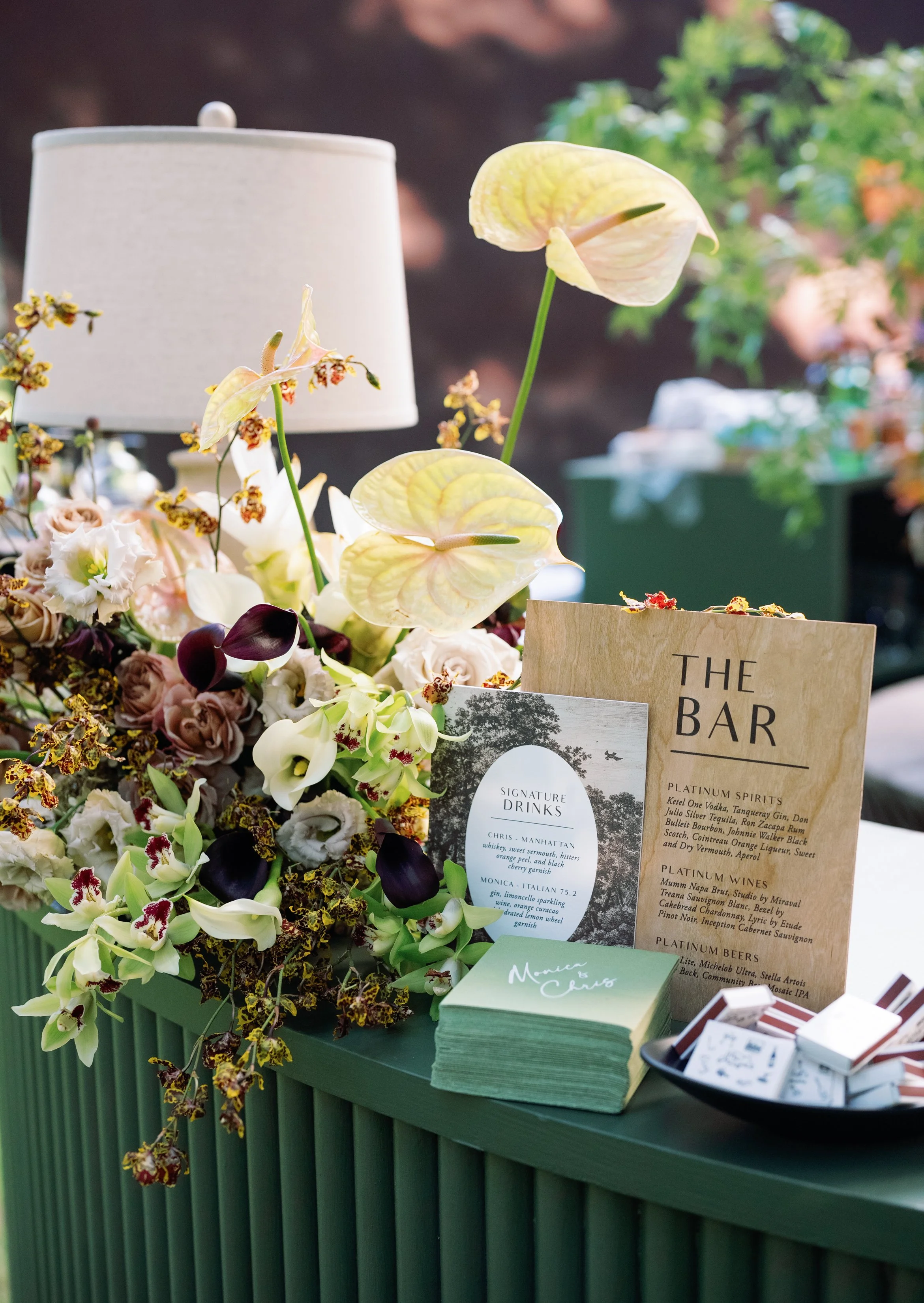 sculptural floral arrangement Anthurium bar Nasher Sculpture Center