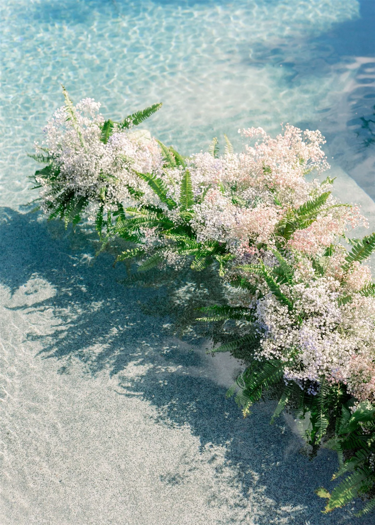 floating pool flowers Baby's Breath Kauai Wedding