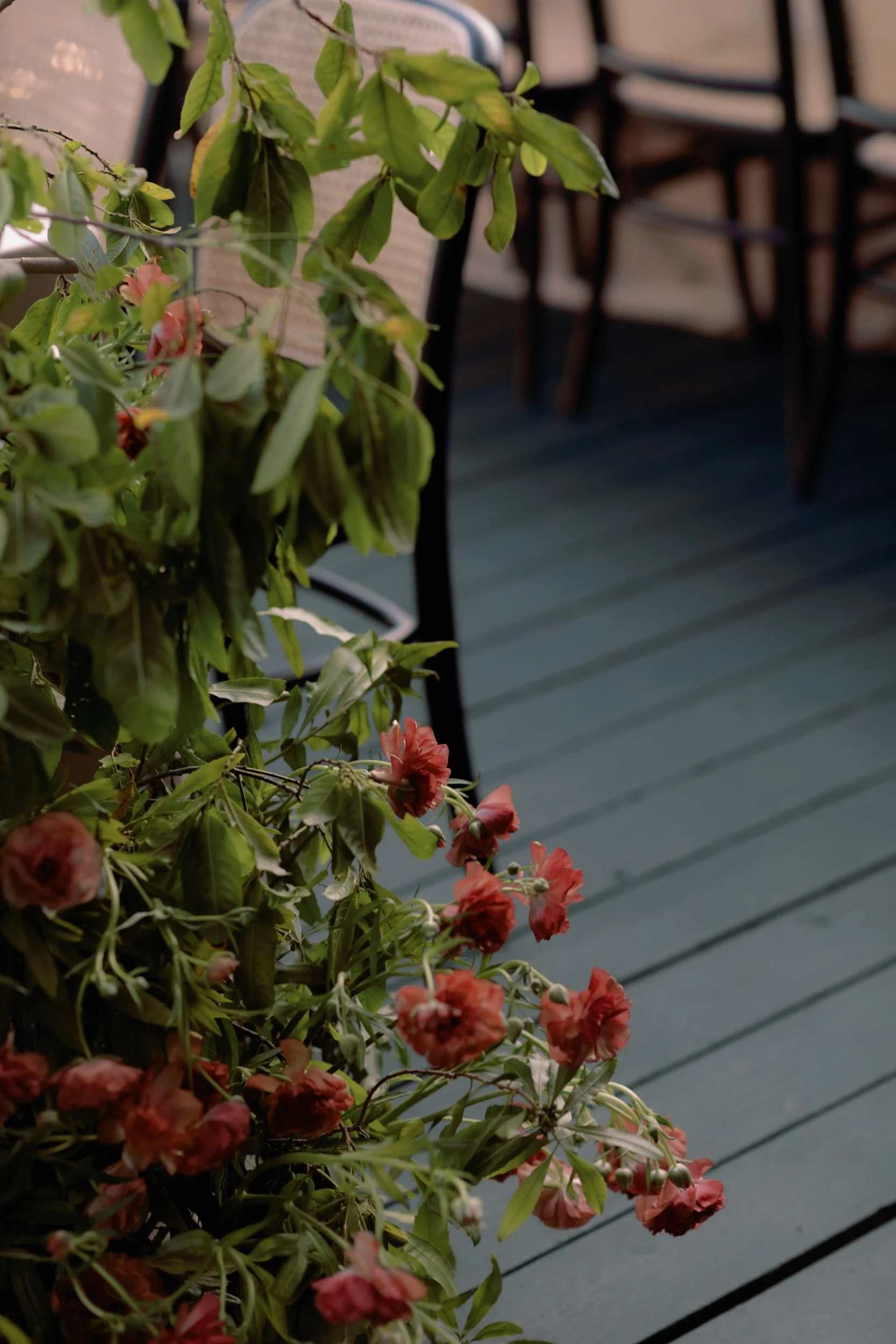 flowers at reception orange dahlias