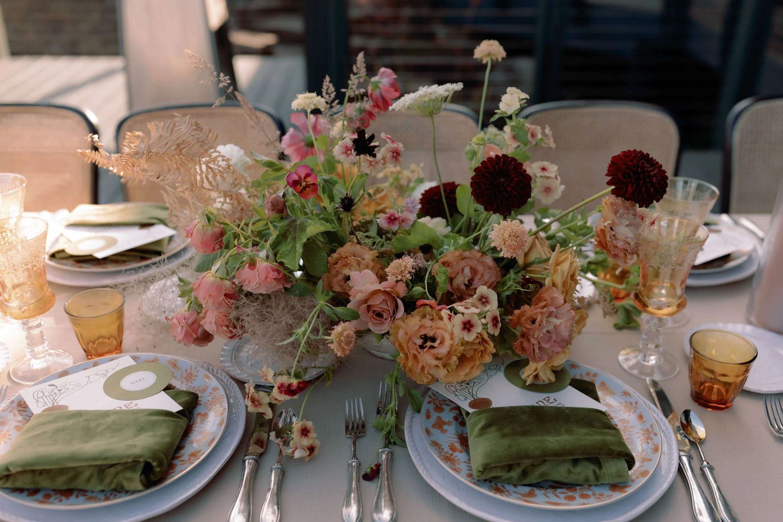 lush organic wedding centerpiece California wedding 