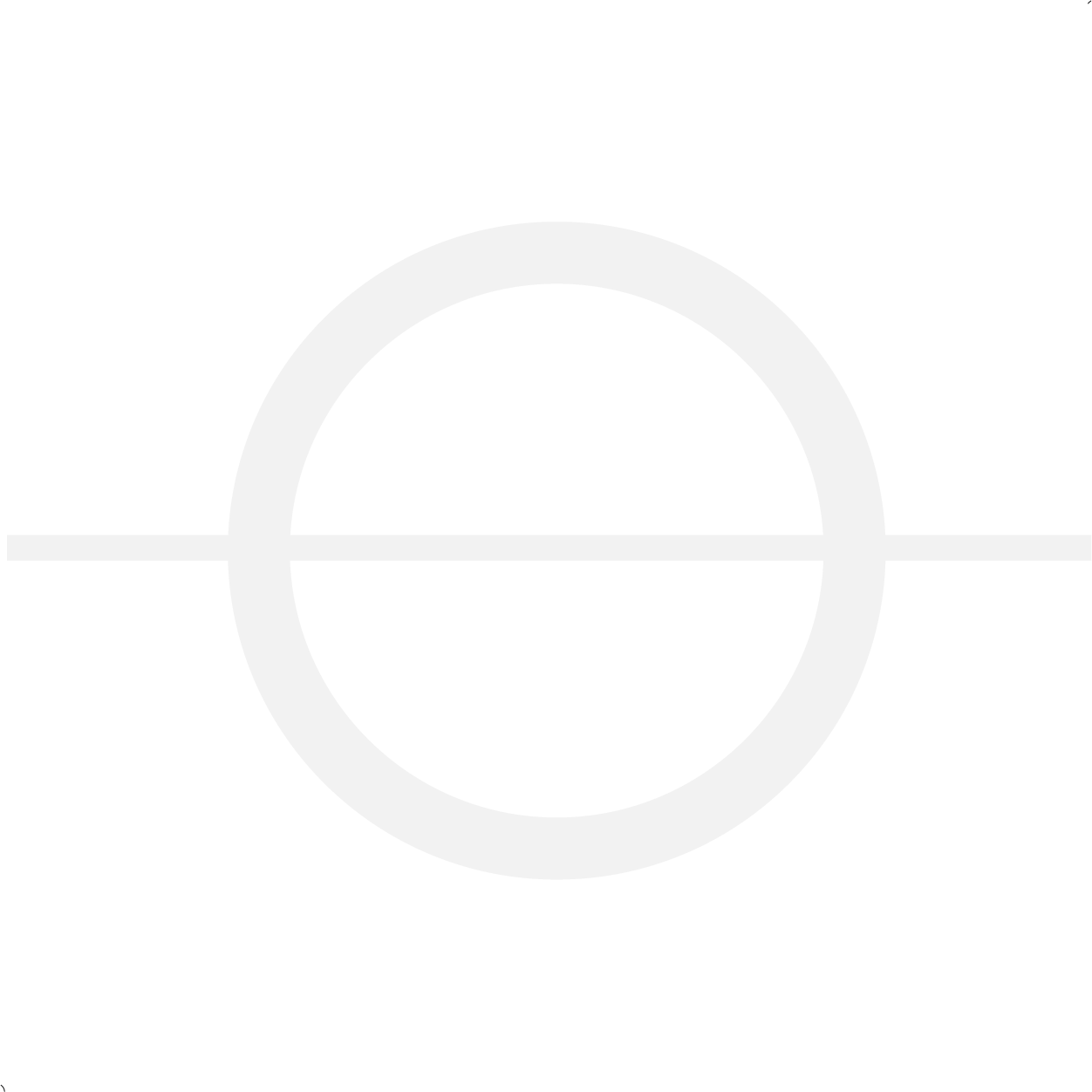 A black background with a white circle intersected by a horizontal line, resembling a minimalist moon or celestial graphic.