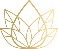Ein Tropfen, umgeben von Blättern in Anlehnung an die Form einer Lotusblüte. Das Symbol verweist auf Wandel, Verkörperung und die natürliche Fähigkeit zur Regulation und Entfaltung im eigenen Rhythmus.