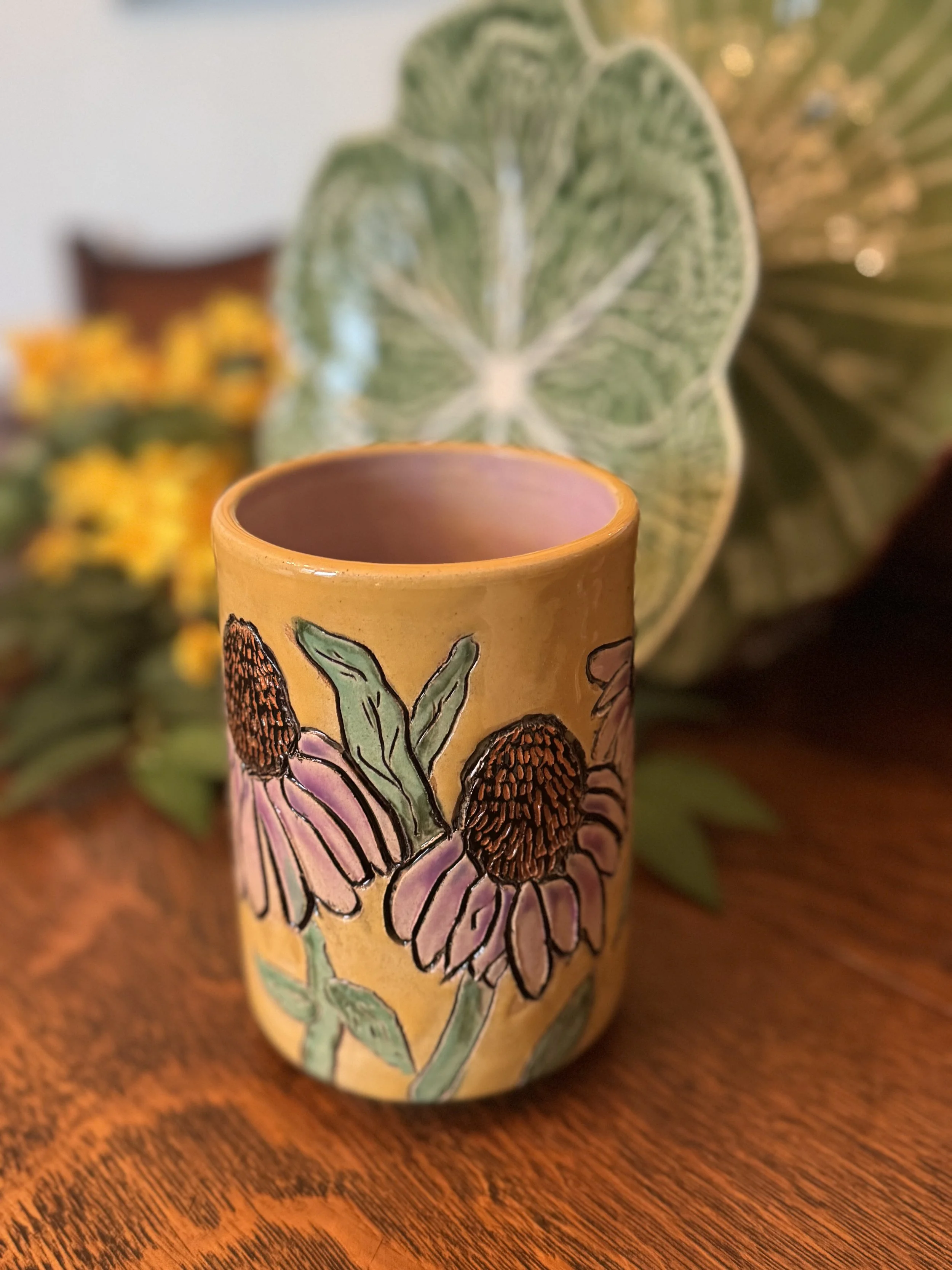 Coneflower pencil holder/vase