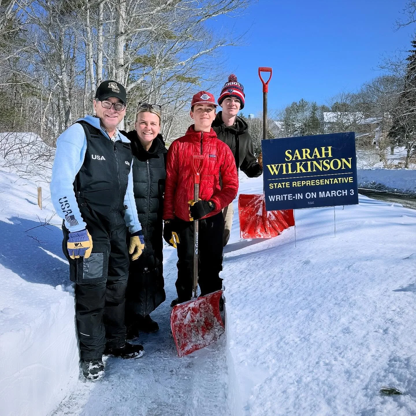 March 3rd is almost here and we need your help! Take a family or individual selfie with your sign (or button), post it on social media, and tag @wilkinsonforcapeann with the caption:

&ldquo;Write In Sarah Jane Wilkinson, 23 Highview Rd, Rockport on 