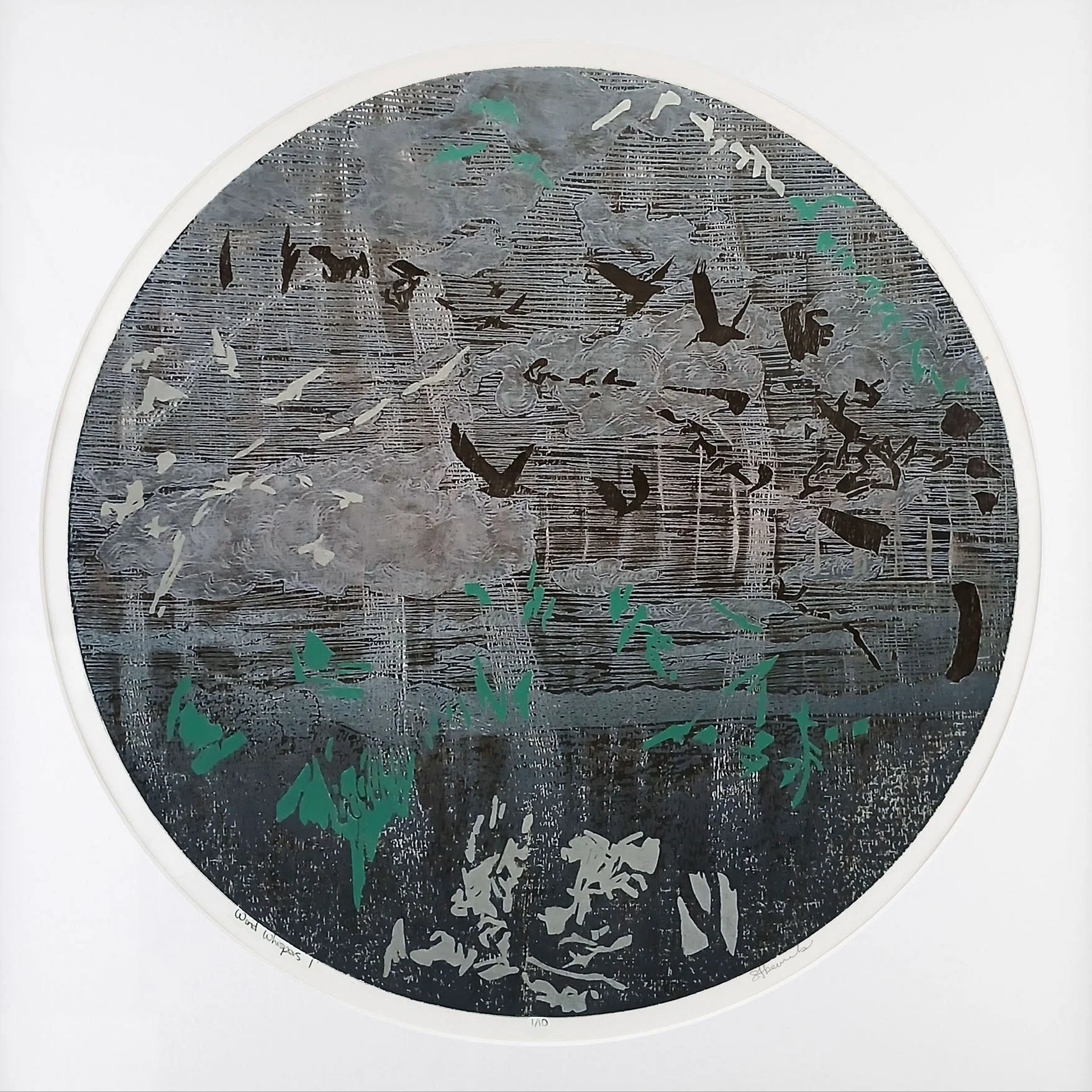 Sarah Abercrombie_Wind Whispers I_Woodcut and Collagraph Print_with Mount.jpg