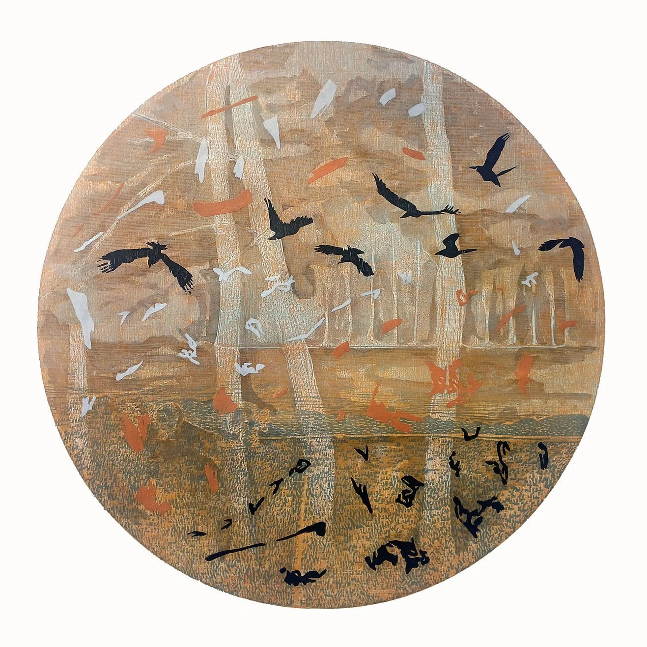 Sarah Abercrombie_Wind Whispers IV_Woodcut and Collagraph Print with Chine Colle_40cm x 40cm _Currently Reserved