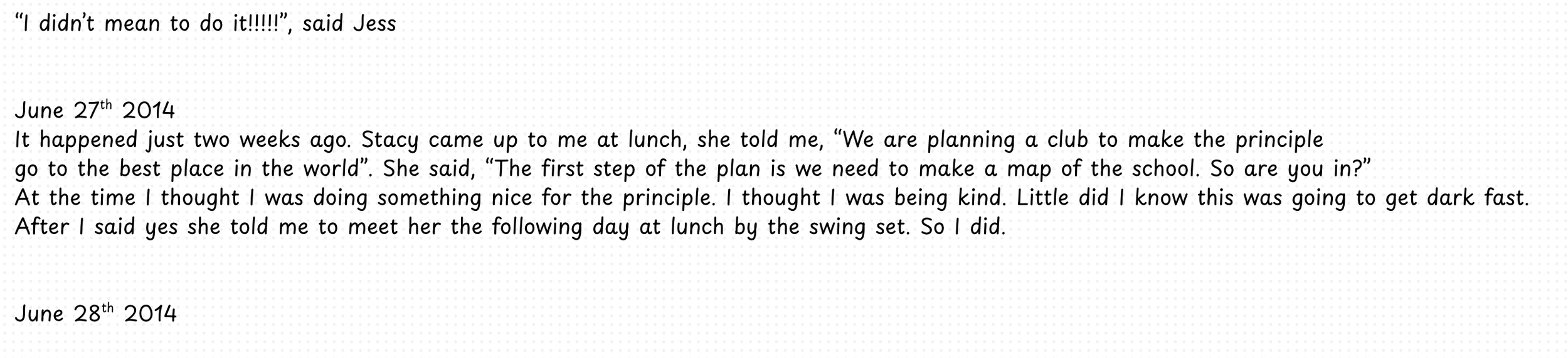 Excerpt of a mystery story using suspense written by No (13 years old) 