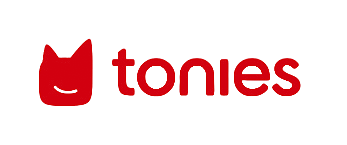 The logo of Tonies featuring a red cartoon cat face and the word 'tonies' in red lowercase letters.