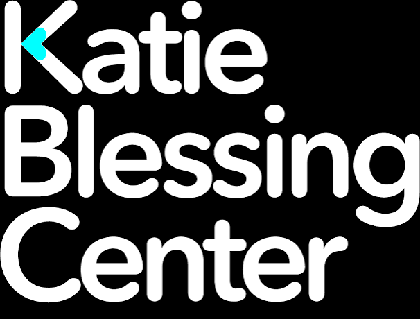 Logo for Katie Blessing Center with white text on black background.