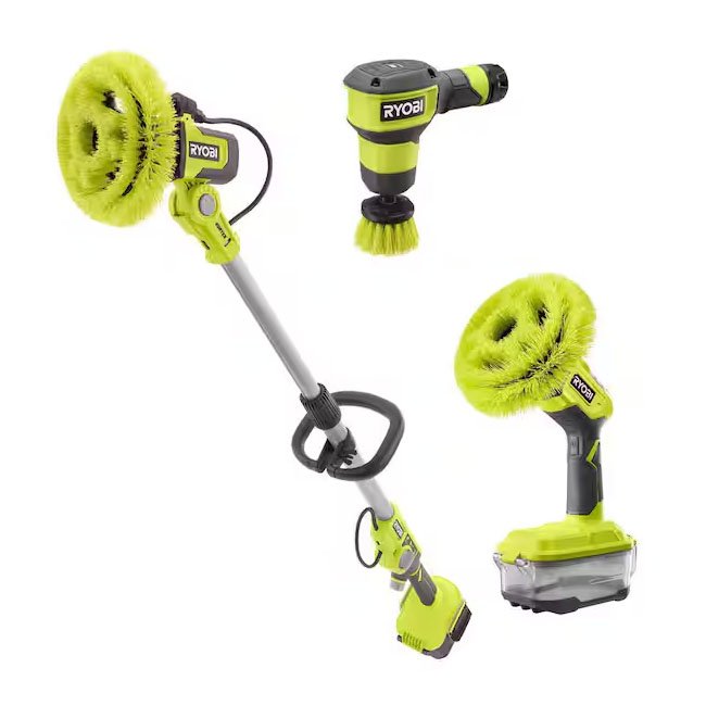 The RYOBI Power Scrubbers provide scrubbing for deep cleaning tasks. We use them to remove stubborn grime and reach corners, crevices, and other hard-to-clean areas.