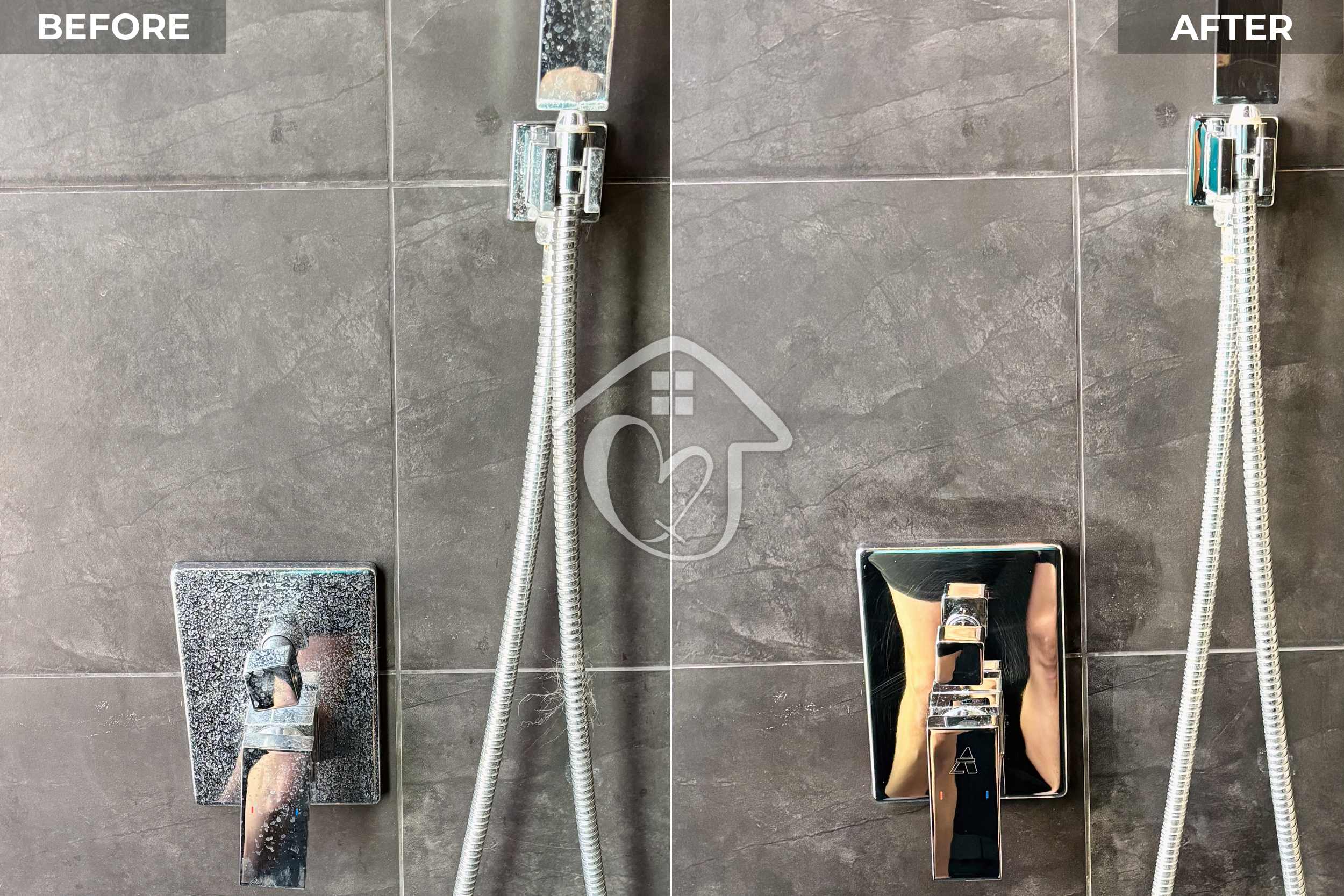 This shower escutcheon went from grimy to shiny!