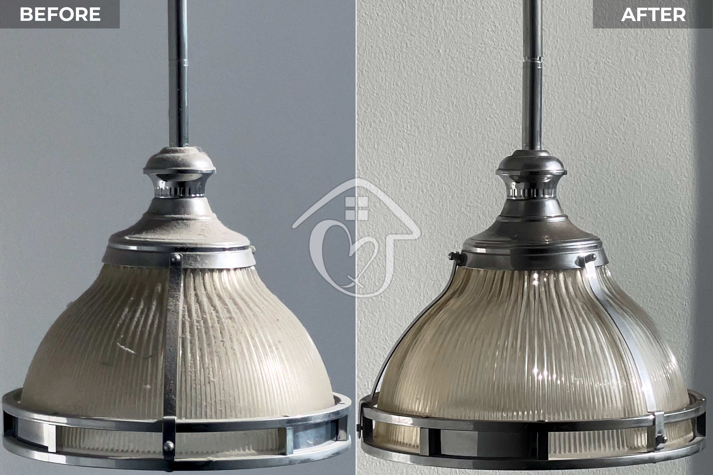 High pendant light reached and polished clean!