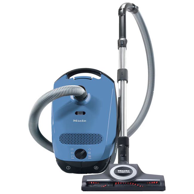 The Miele C1 Turbo, designed for hard floors, uses a sealed bag and high-efficiency filter to trap dust, pet hair, and allergens. We use its parquet brush to reach into corners and tight spaces for a thorough clean.