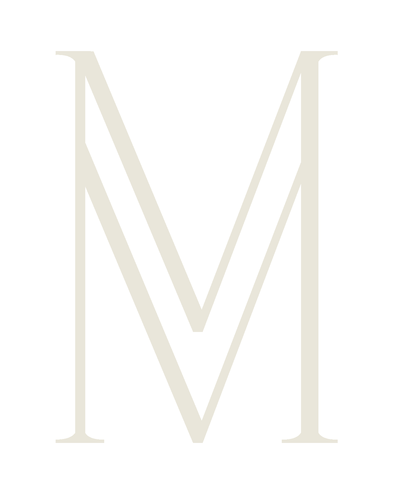 A large stylized letter V inside a large stylized letter M, both in a light color against a dark background.