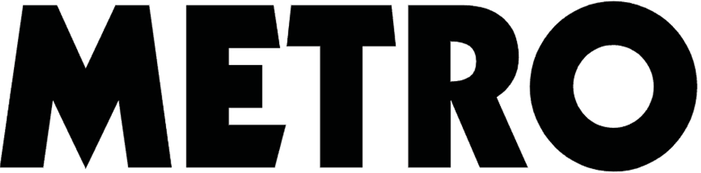 Black and white logo with the word 'METRO' in bold capital letters.