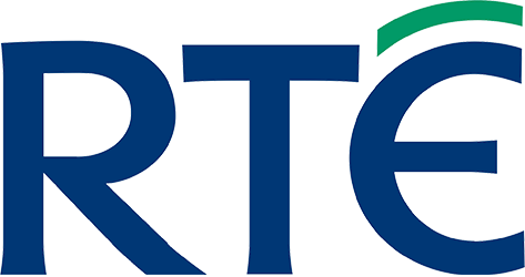 RTÉ logo with blue and green design elements.