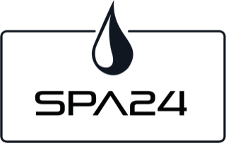 Logo with a water droplet above the text 'SPAZ24'