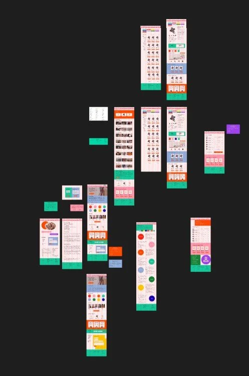 Un collage de plusieurs infographies et calendriers de couleurs différentes sur un fond noir.