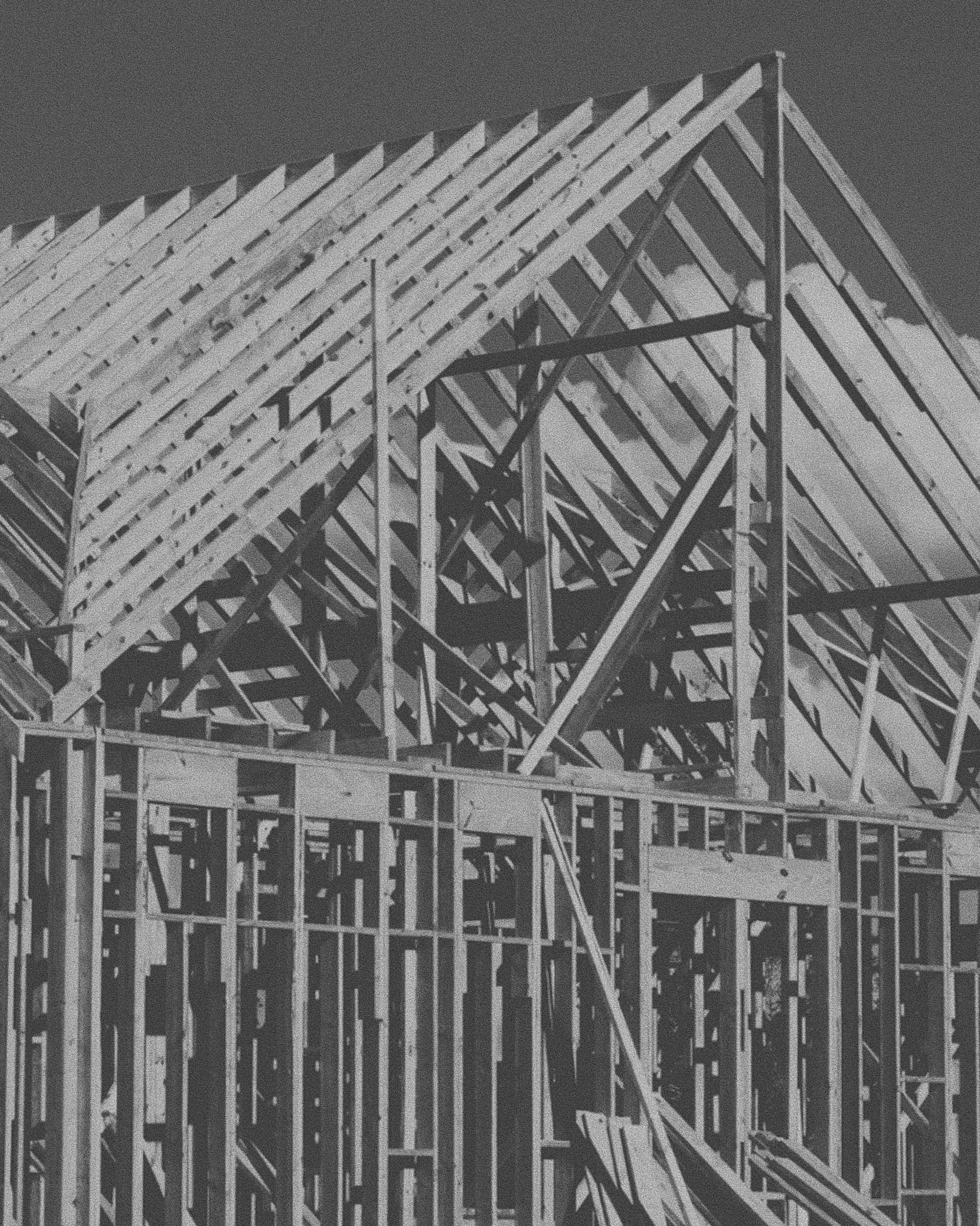 Wooden framing erected from residential home building - studio domka - personal branding studio