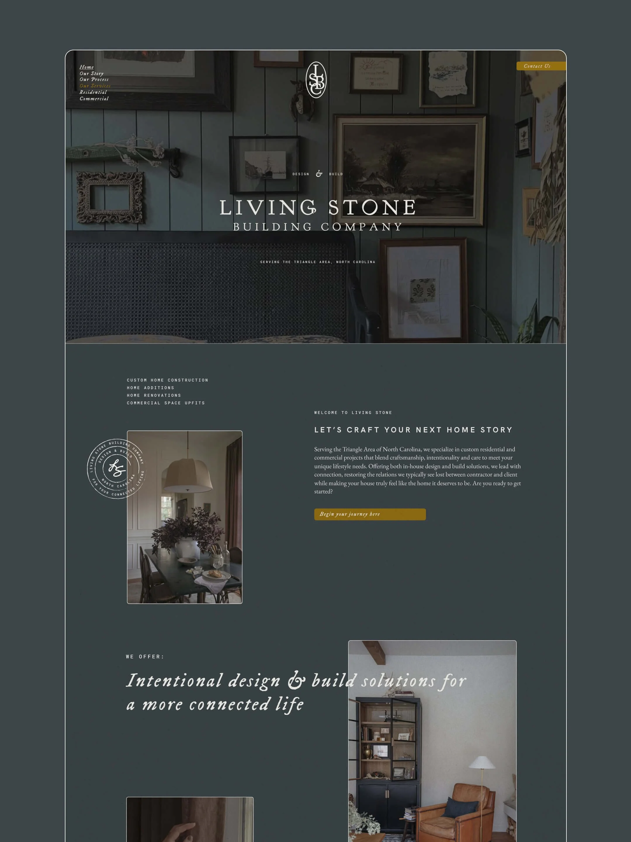 Living Stone Building Company home page website preview done by studio domka — personal brand and website design studio