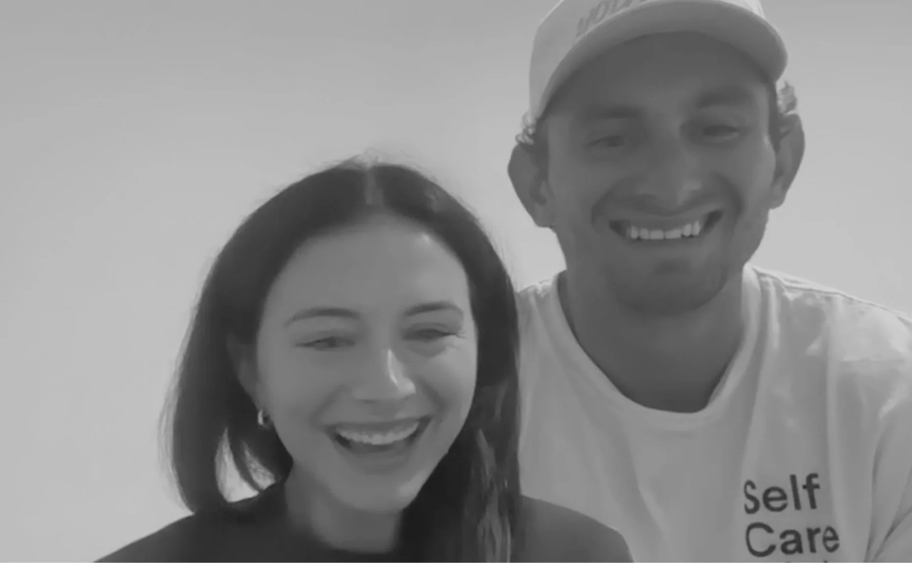 Screenshot of Hannah & Alex Vukota founders of GlowGummyCofrom a podcast recording smiling at the camera - personal branding studio - studio domka