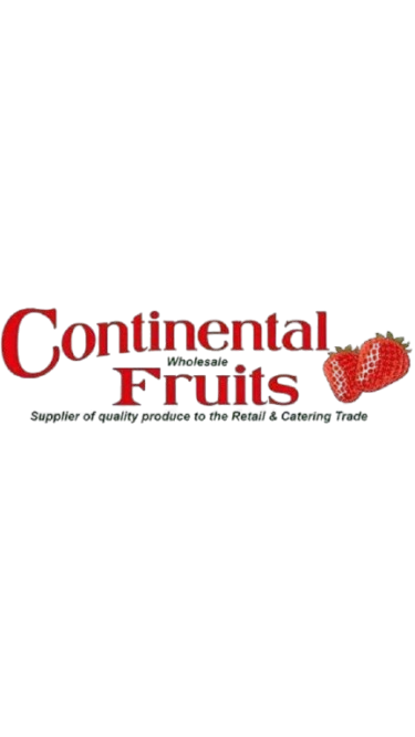 Logo for Continental Fruits with an illustration of strawberries.