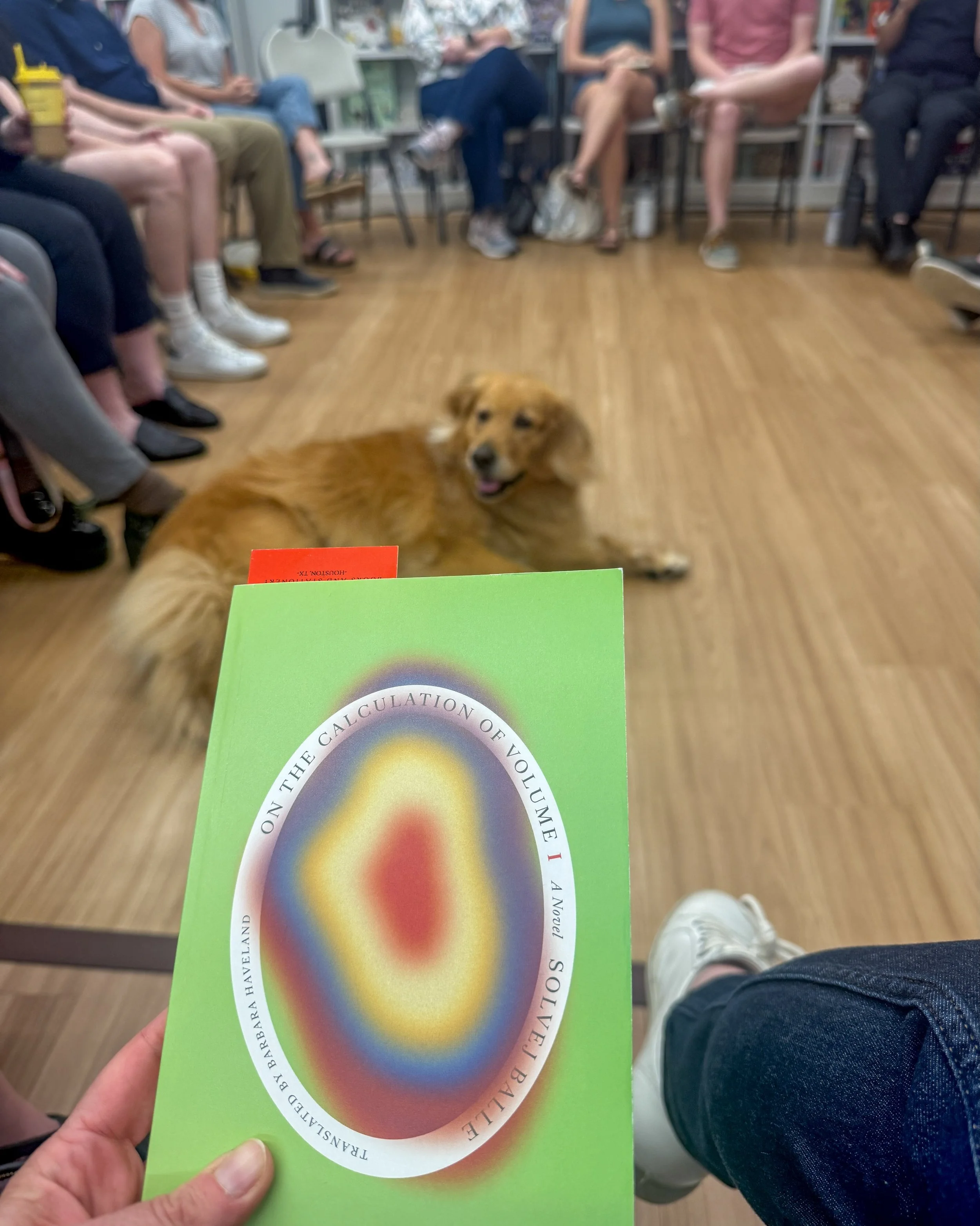 We had a special guest at our sci-fi book club last night - Charlotte the dog!

We had a great conversation about On the Calculation of Volume: 1. I think I&rsquo;ll have to keep going with the subsequent volumes.