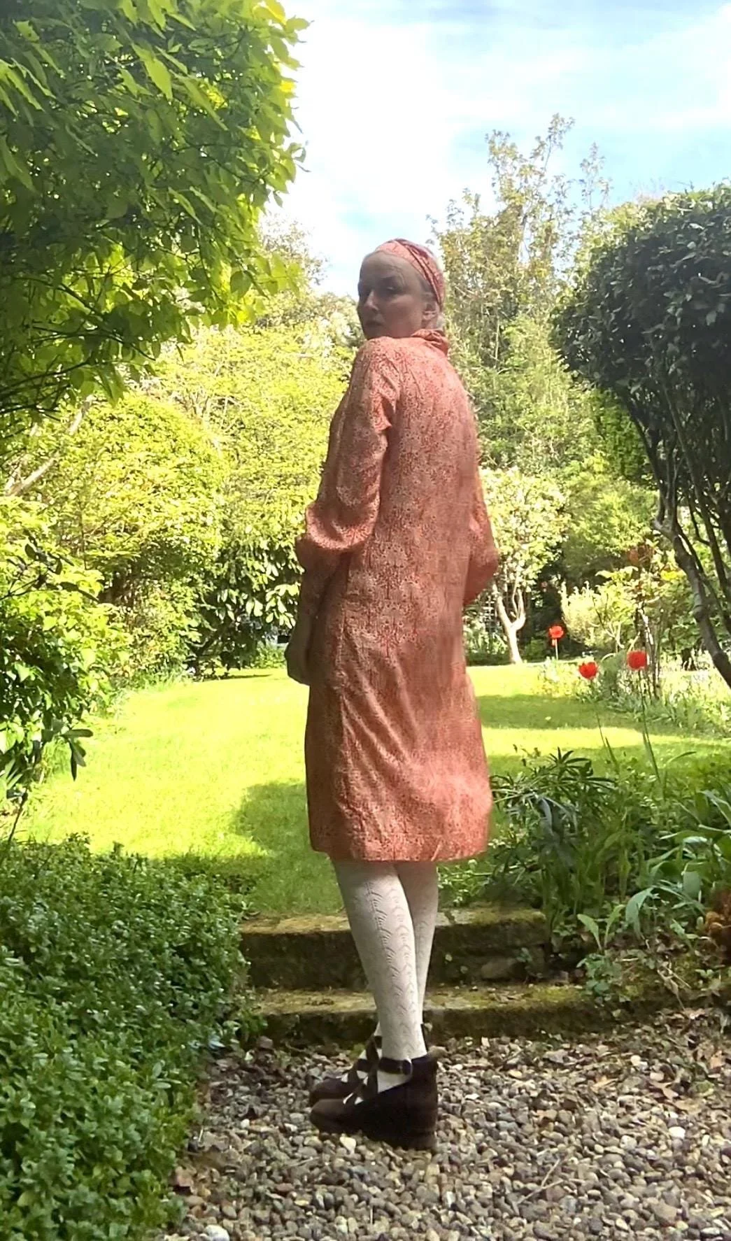 Treacy Lowe London Vintage 1960s  Silk Block Print Shirt Dress made in India