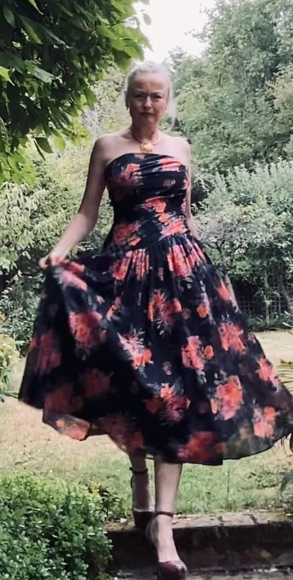 Laura Ashley Vintage Strapless Dress: 1980s Rose Print Cotton Gauze