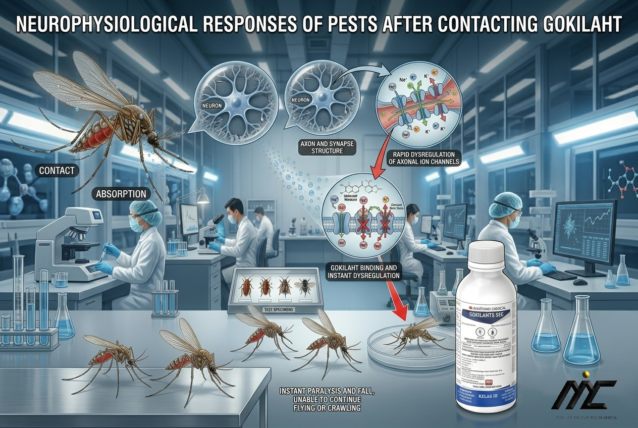 Discover how Gokilaht-S 5EC targets the nervous system of mosquitoes and flies. Its active ingredient, d,d,T-cyphenothrin, causes rapid dysregulation of axonal ion channels, leading to instant paralysis and knockdown.